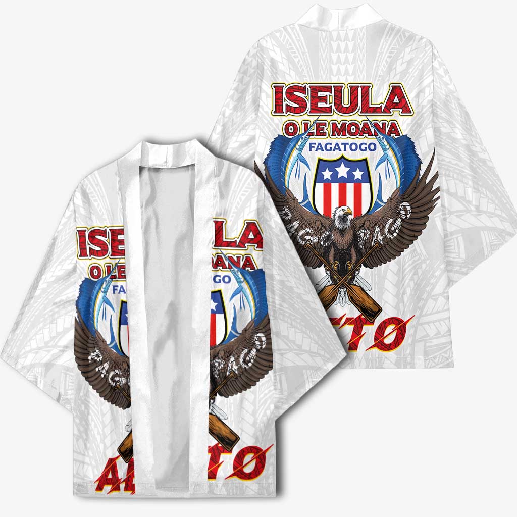 American Samoa Fautasi Kimono Pago Pago Aeto and Iseula o le Moana of Fagatogo White Color LT03 - Polynesian Pride