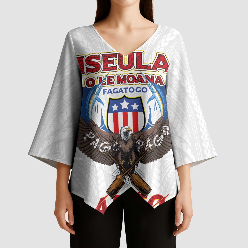 American Samoa Fautasi Kimono Sleeve Blouse Pago Pago Aeto and Iseula o le Moana of Fagatogo White Color LT03 - Polynesian Pride
