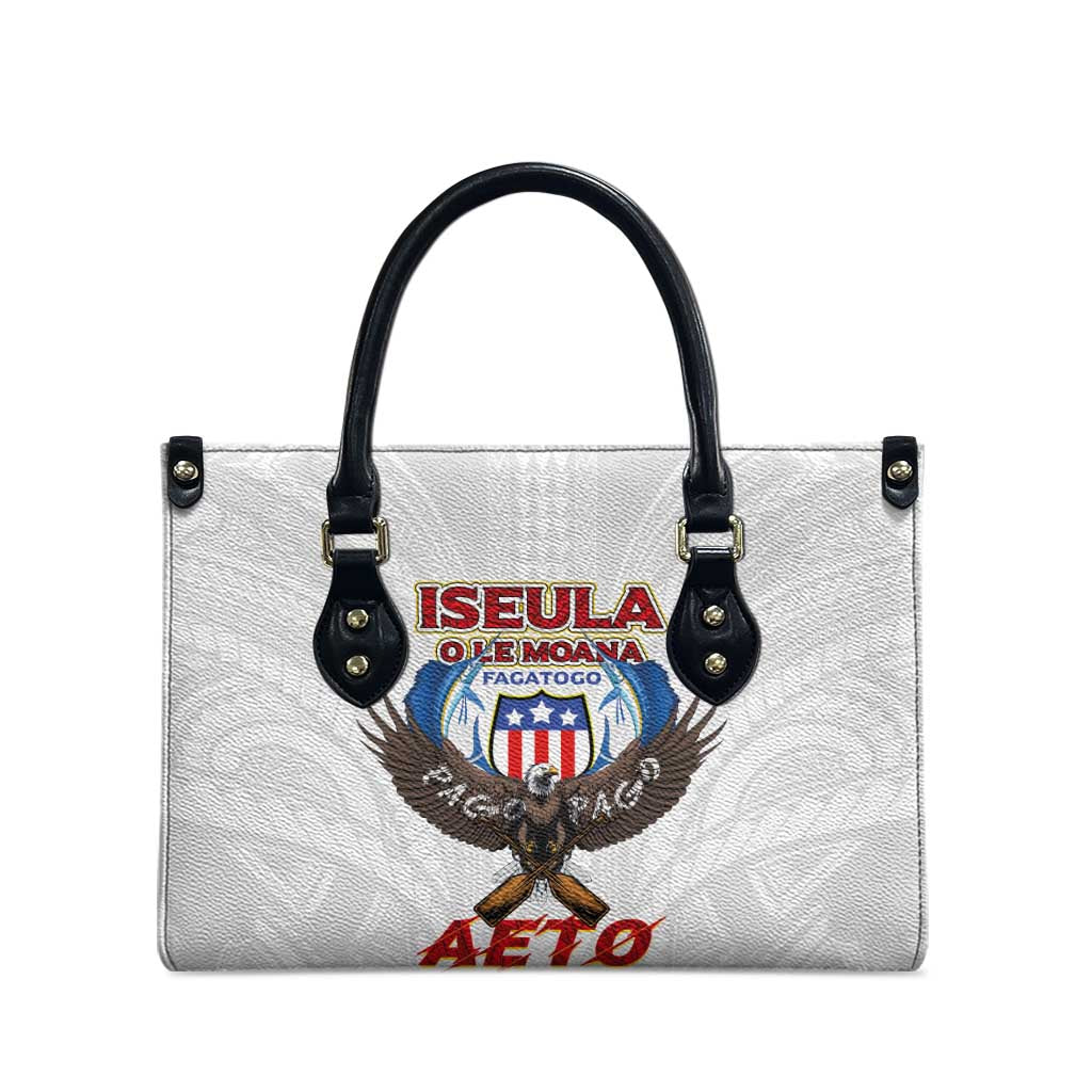 American Samoa Fautasi Leather Bag Pago Pago Aeto and Iseula o le Moana of Fagatogo White Color LT03 - Polynesian Pride