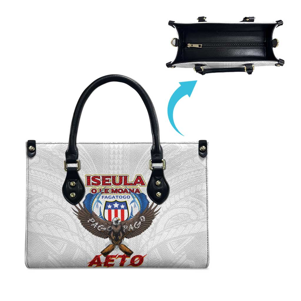 American Samoa Fautasi Leather Bag Pago Pago Aeto and Iseula o le Moana of Fagatogo White Color LT03 - Polynesian Pride