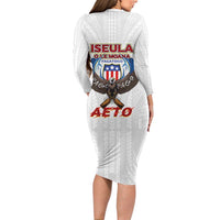 American Samoa Fautasi Long Sleeve Bodycon Dress Pago Pago Aeto and Iseula o le Moana of Fagatogo White Color LT03 - Polynesian Pride
