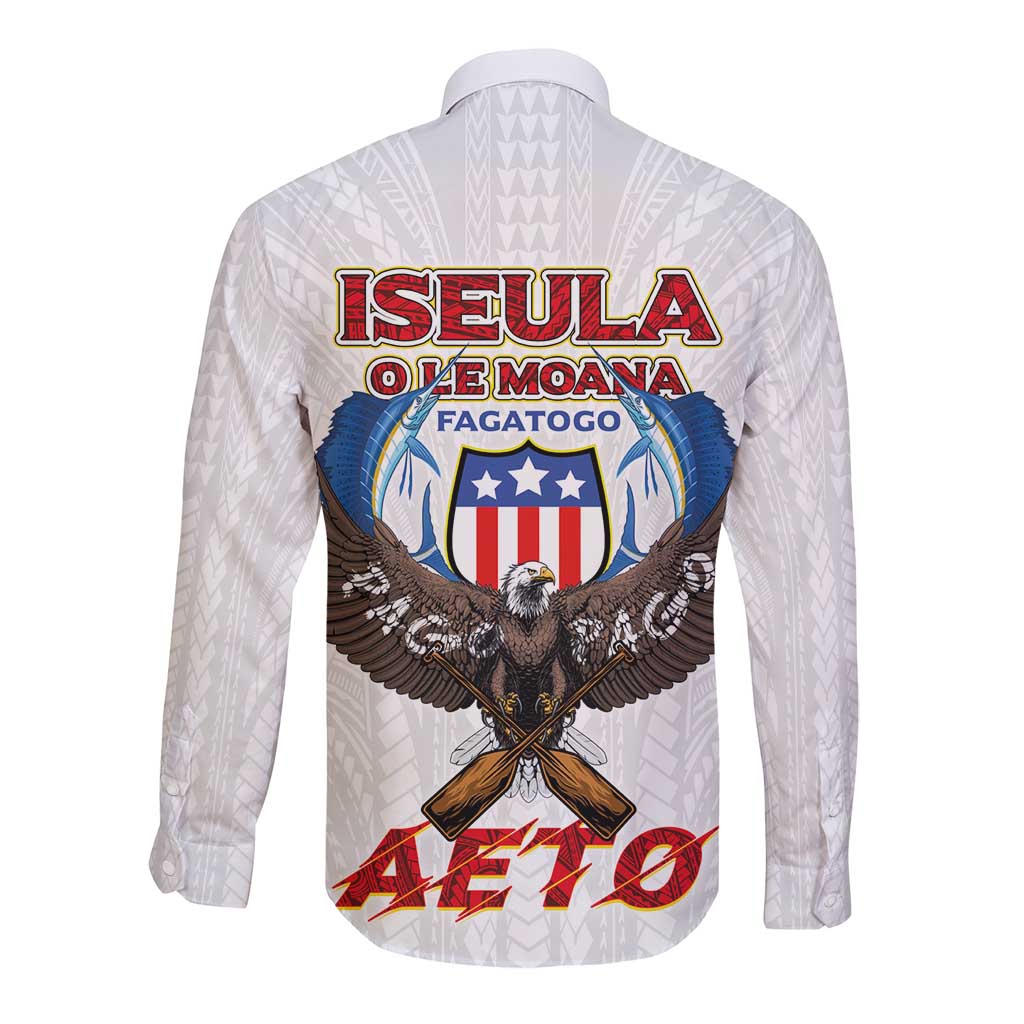 American Samoa Fautasi Long Sleeve Button Shirt Pago Pago Aeto and Iseula o le Moana of Fagatogo White Color LT03 - Polynesian Pride
