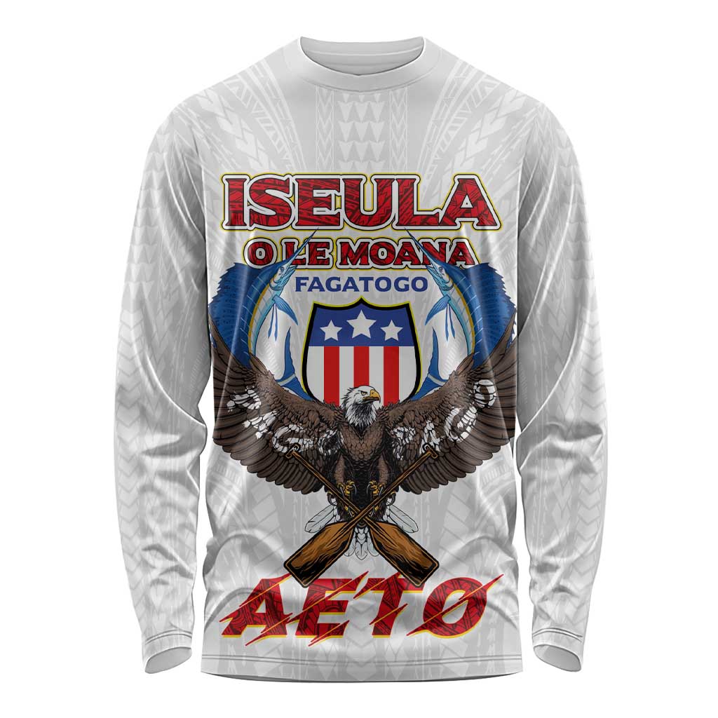 American Samoa Fautasi Long Sleeve Shirt Pago Pago Aeto and Iseula o le Moana of Fagatogo White Color LT03 Unisex White - Polynesian Pride