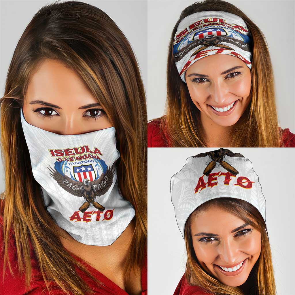 American Samoa Fautasi Neck Gaiter Pago Pago Aeto and Iseula o le Moana of Fagatogo White Color LT03 - Polynesian Pride
