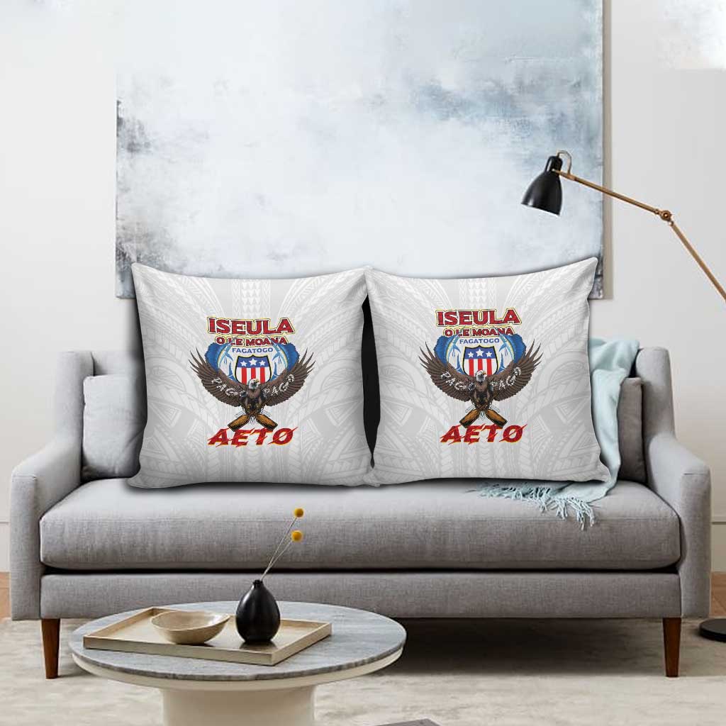 American Samoa Fautasi Pillow Cover Pago Pago Aeto and Iseula o le Moana of Fagatogo White Color LT03 - Polynesian Pride