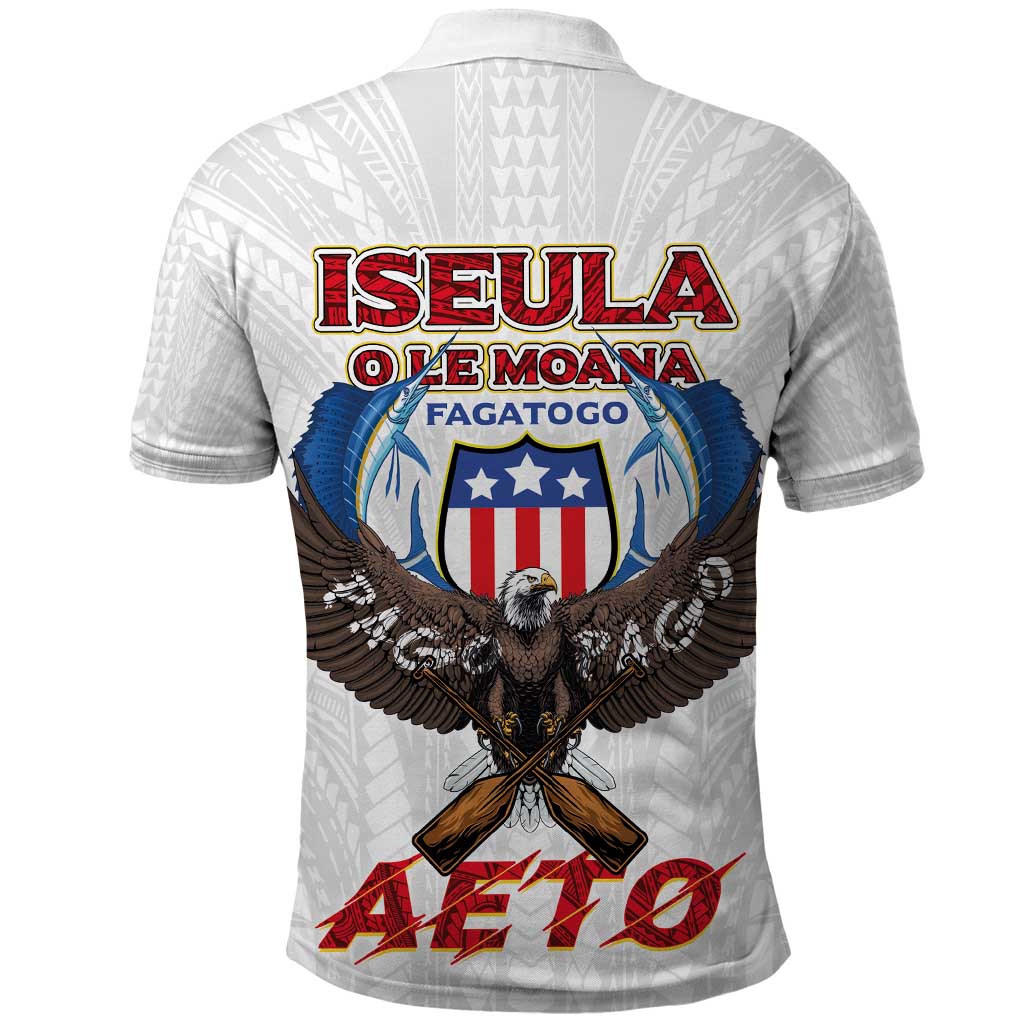 American Samoa Fautasi Polo Shirt Pago Pago Aeto and Iseula o le Moana of Fagatogo White Color LT03 - Polynesian Pride