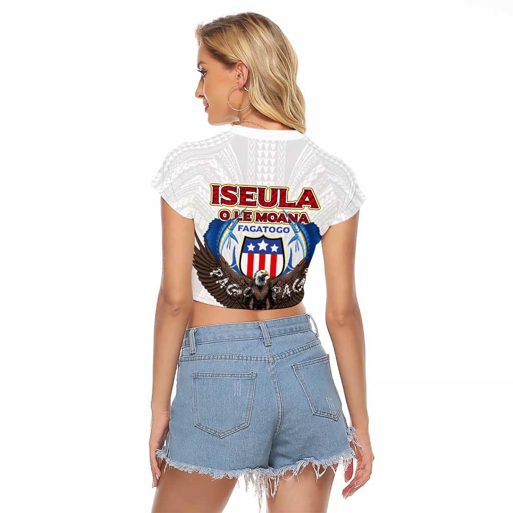 American Samoa Fautasi Raglan Cropped T Shirt Pago Pago Aeto and Iseula o le Moana of Fagatogo White Color LT03 - Polynesian Pride