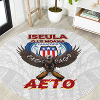 American Samoa Fautasi Round Carpet Pago Pago Aeto and Iseula o le Moana of Fagatogo White Color LT03 White - Polynesian Pride