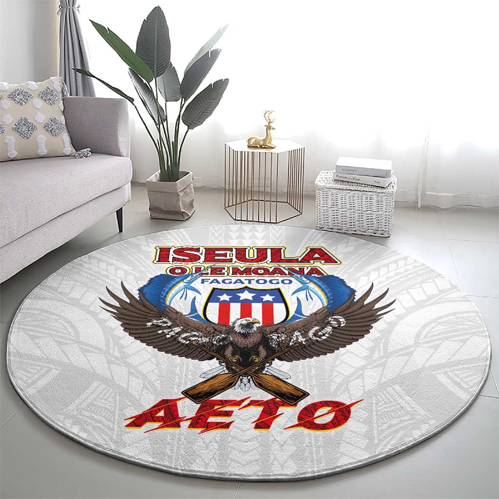 American Samoa Fautasi Round Carpet Pago Pago Aeto and Iseula o le Moana of Fagatogo White Color LT03 - Polynesian Pride
