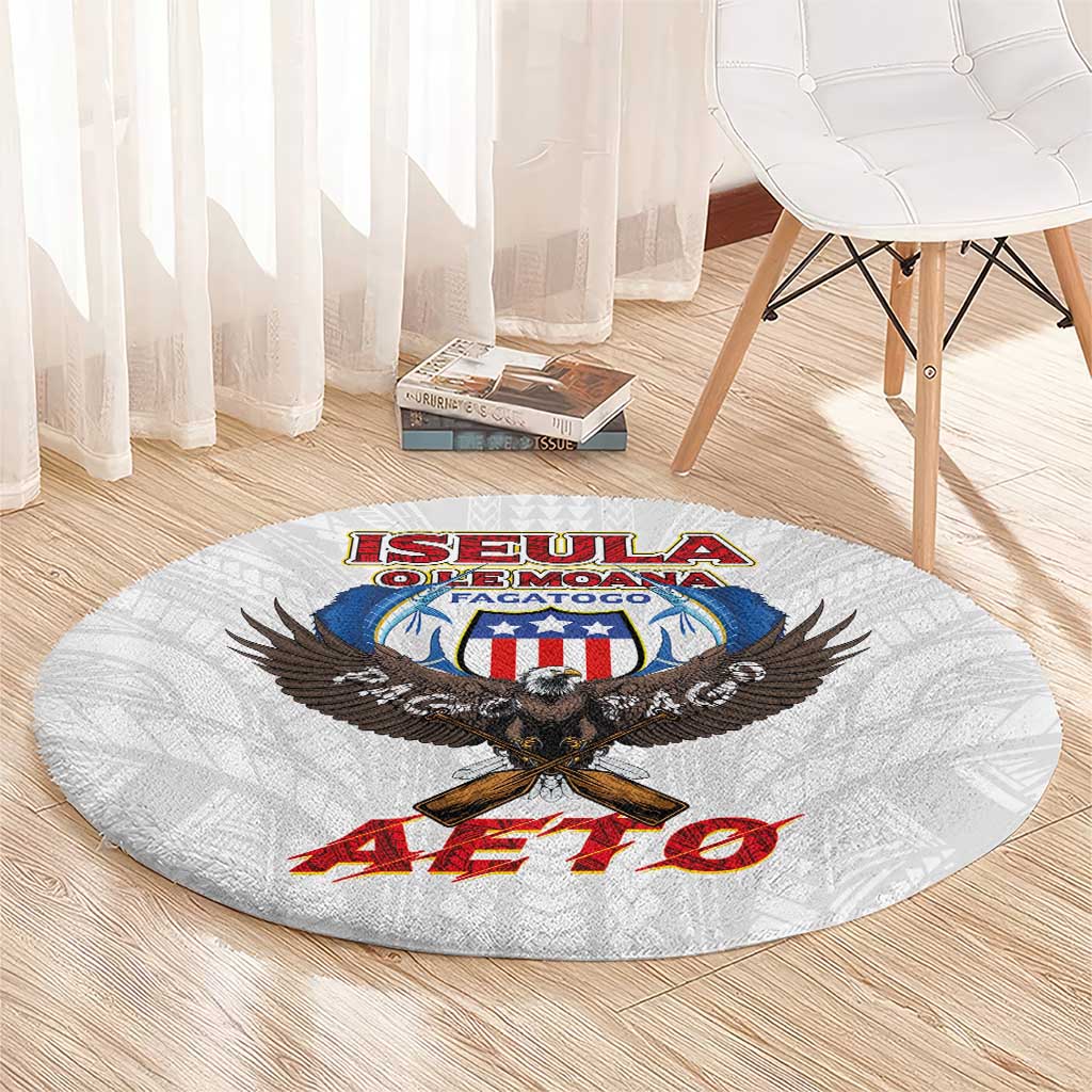 American Samoa Fautasi Round Carpet Pago Pago Aeto and Iseula o le Moana of Fagatogo White Color LT03 - Polynesian Pride