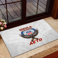 American Samoa Fautasi Rubber Doormat Pago Pago Aeto and Iseula o le Moana of Fagatogo White Color LT03 - Polynesian Pride