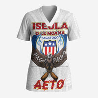 American Samoa Fautasi Scrub Top Pago Pago Aeto and Iseula o le Moana of Fagatogo White Color LT03 Adult White - Polynesian Pride