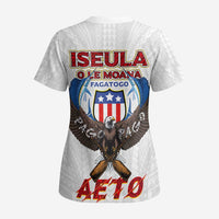 American Samoa Fautasi Scrub Top Pago Pago Aeto and Iseula o le Moana of Fagatogo White Color LT03 - Polynesian Pride