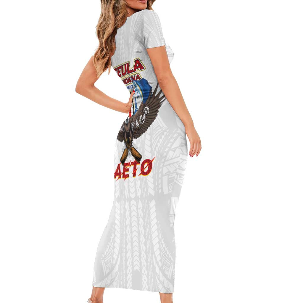 American Samoa Fautasi Short Sleeve Bodycon Dress Pago Pago Aeto and Iseula o le Moana of Fagatogo White Color LT03 - Polynesian Pride