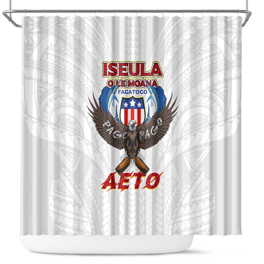 American Samoa Fautasi Shower Curtain Pago Pago Aeto and Iseula o le Moana of Fagatogo White Color LT03 White - Polynesian Pride