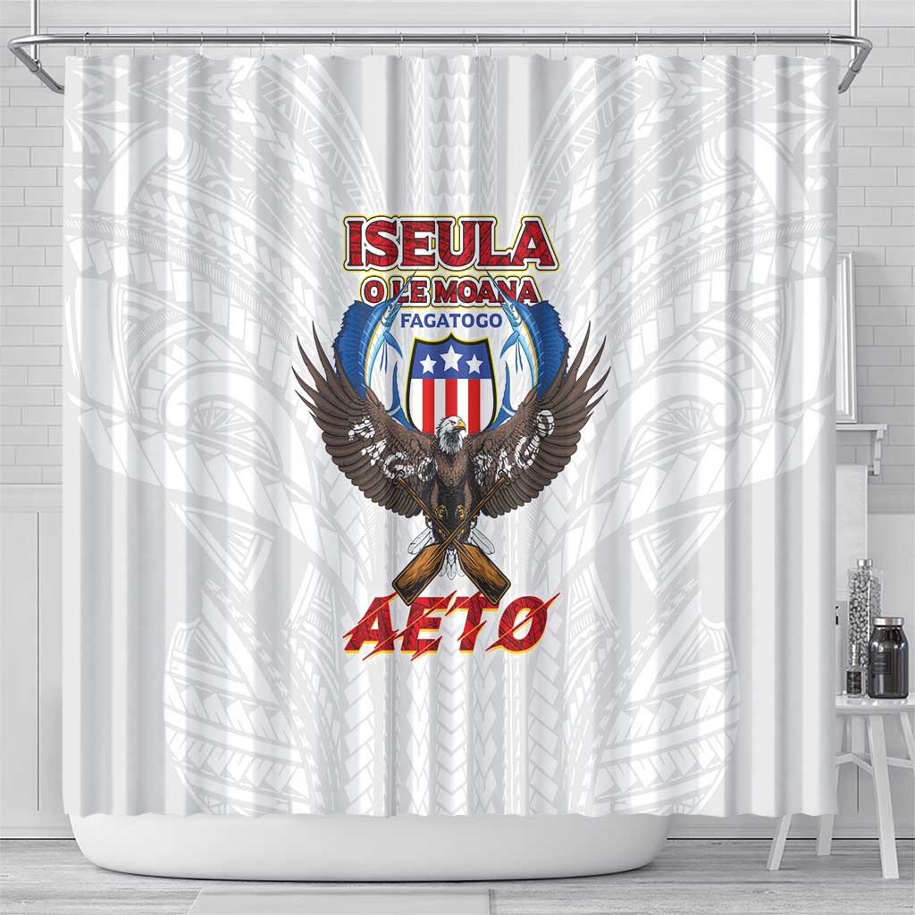 American Samoa Fautasi Shower Curtain Pago Pago Aeto and Iseula o le Moana of Fagatogo White Color LT03 - Polynesian Pride