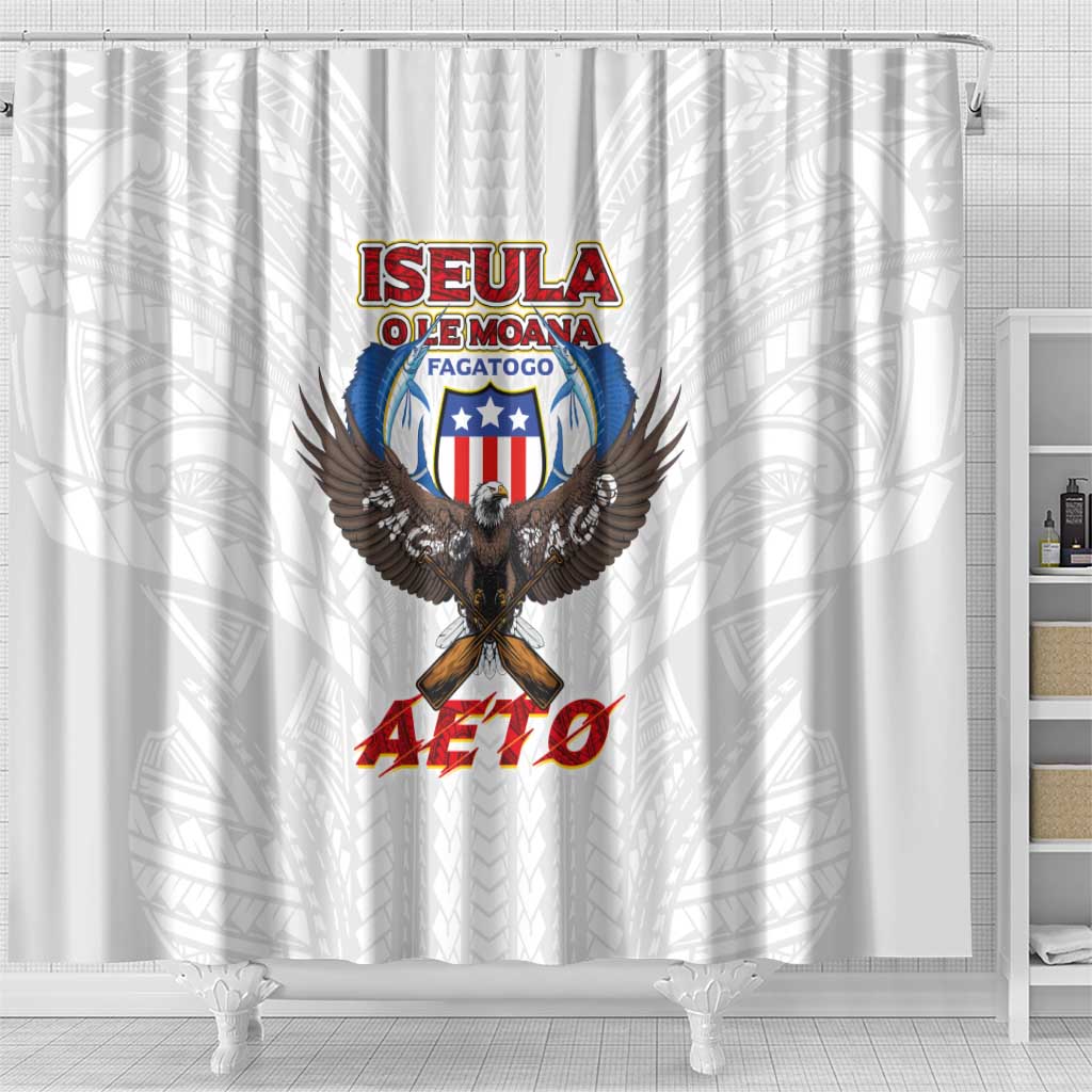 American Samoa Fautasi Shower Curtain Pago Pago Aeto and Iseula o le Moana of Fagatogo White Color LT03 - Polynesian Pride