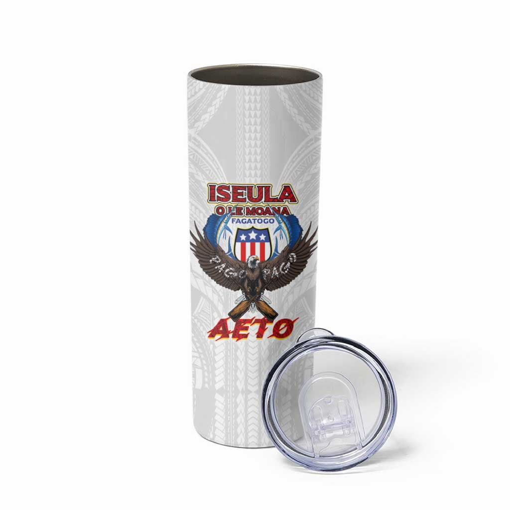 American Samoa Fautasi Skinny Tumbler Pago Pago Aeto and Iseula o le Moana of Fagatogo White Color LT03 - Polynesian Pride