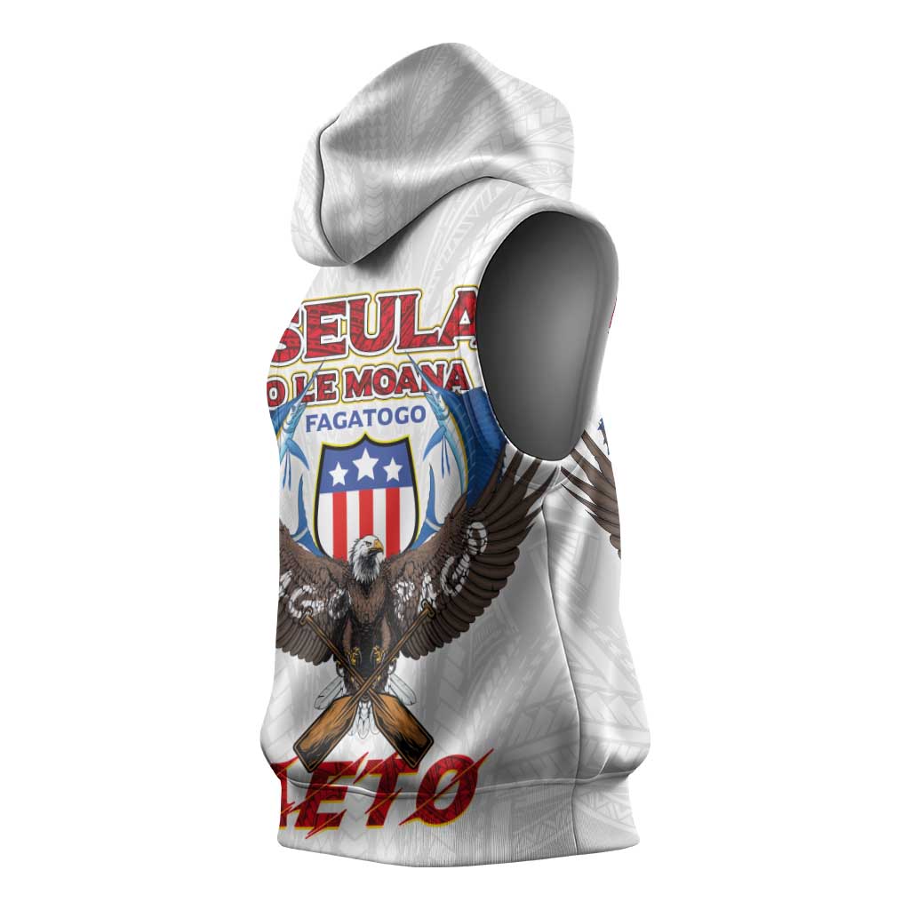 American Samoa Fautasi Sleeveless Hoodie Pago Pago Aeto and Iseula o le Moana of Fagatogo White Color LT03 - Polynesian Pride