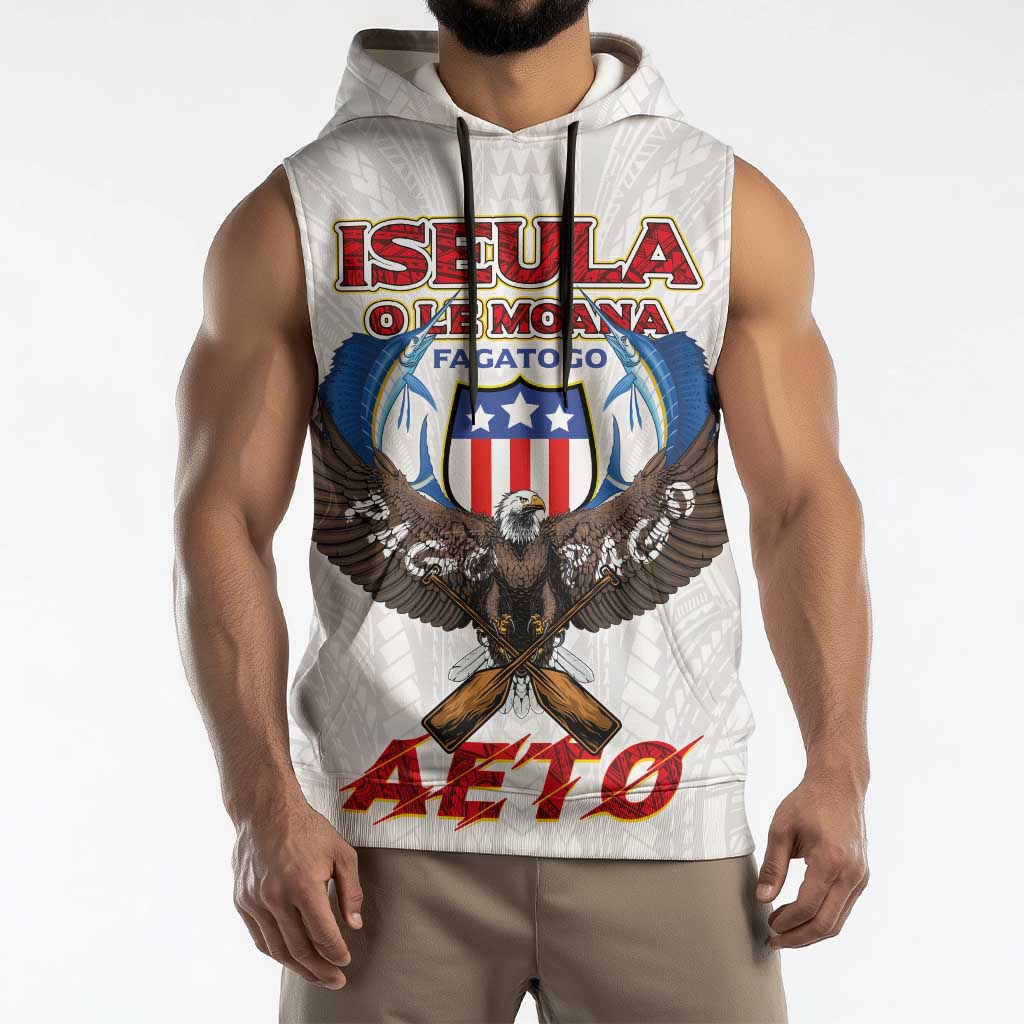 American Samoa Fautasi Sleeveless Hoodie Pago Pago Aeto and Iseula o le Moana of Fagatogo White Color LT03 - Polynesian Pride
