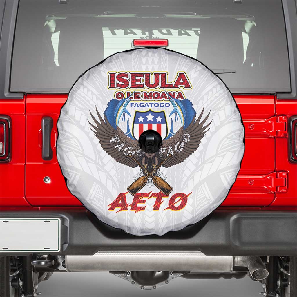 American Samoa Fautasi Spare Tire Cover Pago Pago Aeto and Iseula o le Moana of Fagatogo White Color LT03 - Polynesian Pride