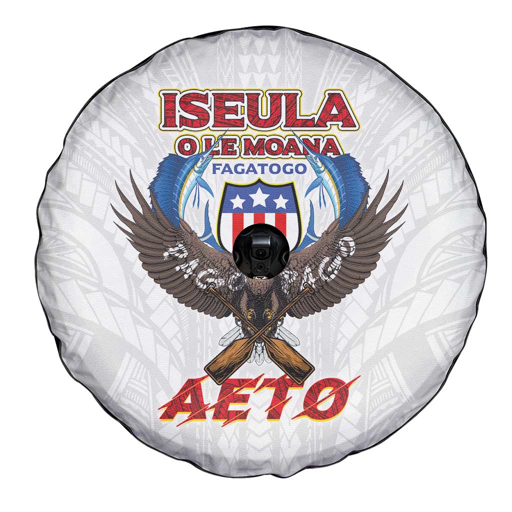 American Samoa Fautasi Spare Tire Cover Pago Pago Aeto and Iseula o le Moana of Fagatogo White Color LT03 - Polynesian Pride