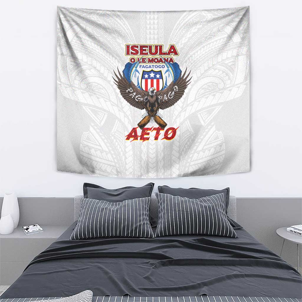 American Samoa Fautasi Tapestry Pago Pago Aeto and Iseula o le Moana of Fagatogo White Color LT03 - Polynesian Pride