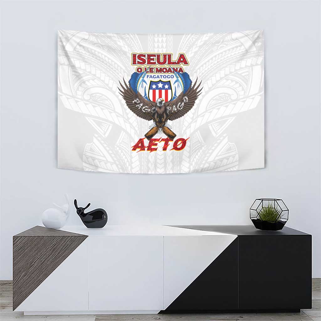 American Samoa Fautasi Tapestry Pago Pago Aeto and Iseula o le Moana of Fagatogo White Color LT03 - Polynesian Pride