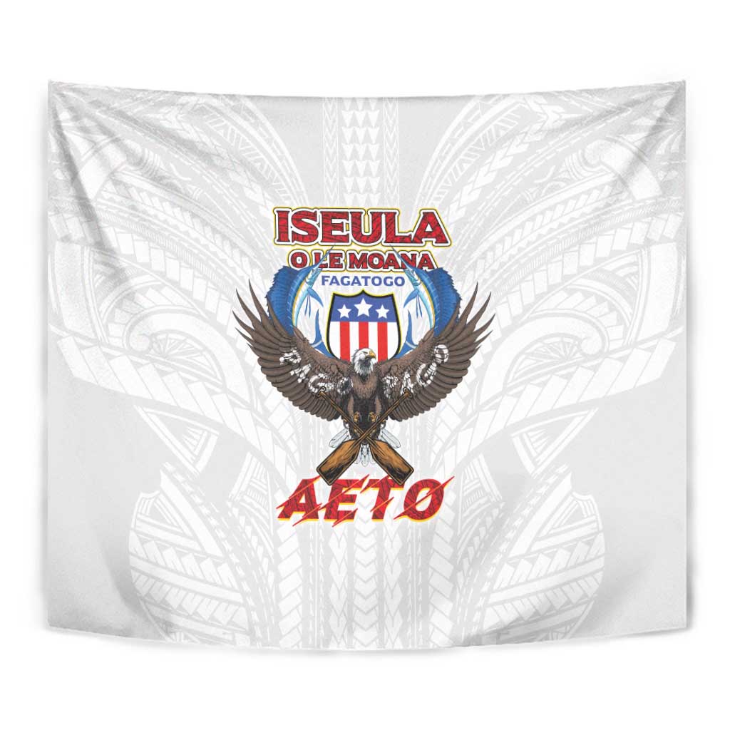 American Samoa Fautasi Tapestry Pago Pago Aeto and Iseula o le Moana of Fagatogo White Color LT03 - Polynesian Pride