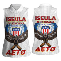 American Samoa Fautasi Women Sleeveless Polo Shirt Pago Pago Aeto and Iseula o le Moana of Fagatogo White Color LT03 - Polynesian Pride