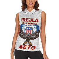 American Samoa Fautasi Women Sleeveless Polo Shirt Pago Pago Aeto and Iseula o le Moana of Fagatogo White Color LT03 - Polynesian Pride