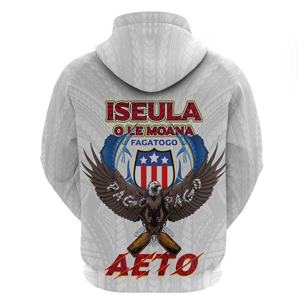 American Samoa Fautasi Zip Hoodie Pago Pago Aeto and Iseula o le Moana of Fagatogo White Color LT03 - Polynesian Pride