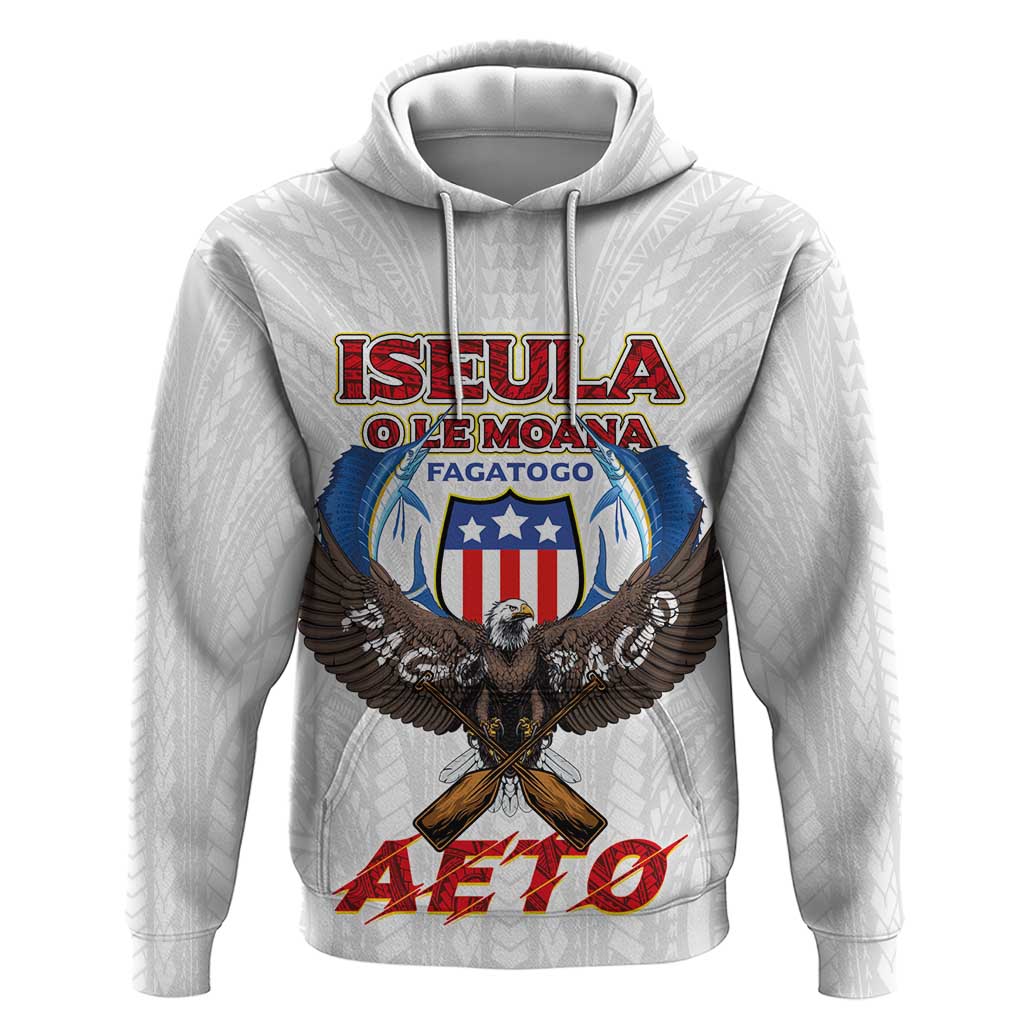 American Samoa Fautasi Zip Hoodie Pago Pago Aeto and Iseula o le Moana of Fagatogo White Color LT03 Pullover Hoodie White - Polynesian Pride