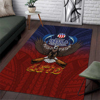 American Samoa Fautasi Area Rug Pago Pago Aeto and Iseula o le Moana of Fagatogo Red-Blue LT03 Blue - Polynesian Pride