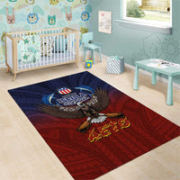 American Samoa Fautasi Area Rug Pago Pago Aeto and Iseula o le Moana of Fagatogo Red-Blue LT03 - Polynesian Pride