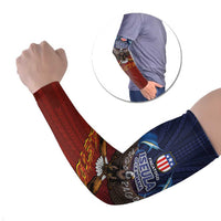 American Samoa Fautasi Arm Sleeves Pago Pago Aeto and Iseula o le Moana of Fagatogo Red-Blue LT03 Set of 2 Blue - Polynesian Pride