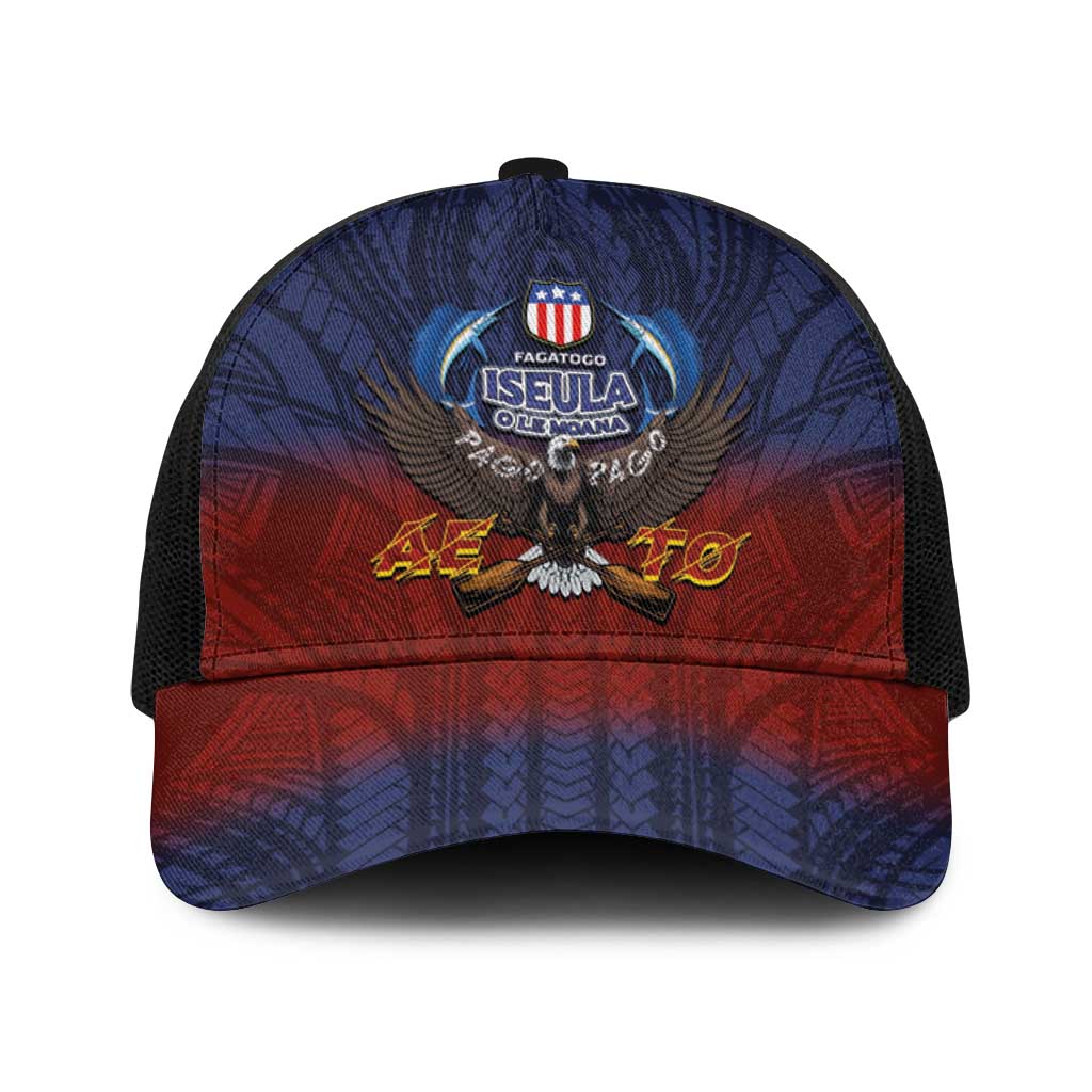 American Samoa Fautasi Baseball Net Cap Pago Pago Aeto and Iseula o le Moana of Fagatogo Red-Blue LT03 One Size Black Blue - Polynesian Pride