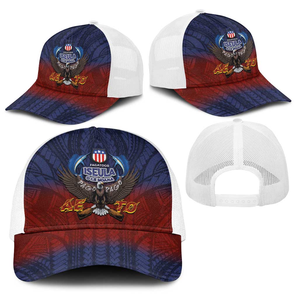 American Samoa Fautasi Baseball Net Cap Pago Pago Aeto and Iseula o le Moana of Fagatogo Red-Blue LT03 - Polynesian Pride
