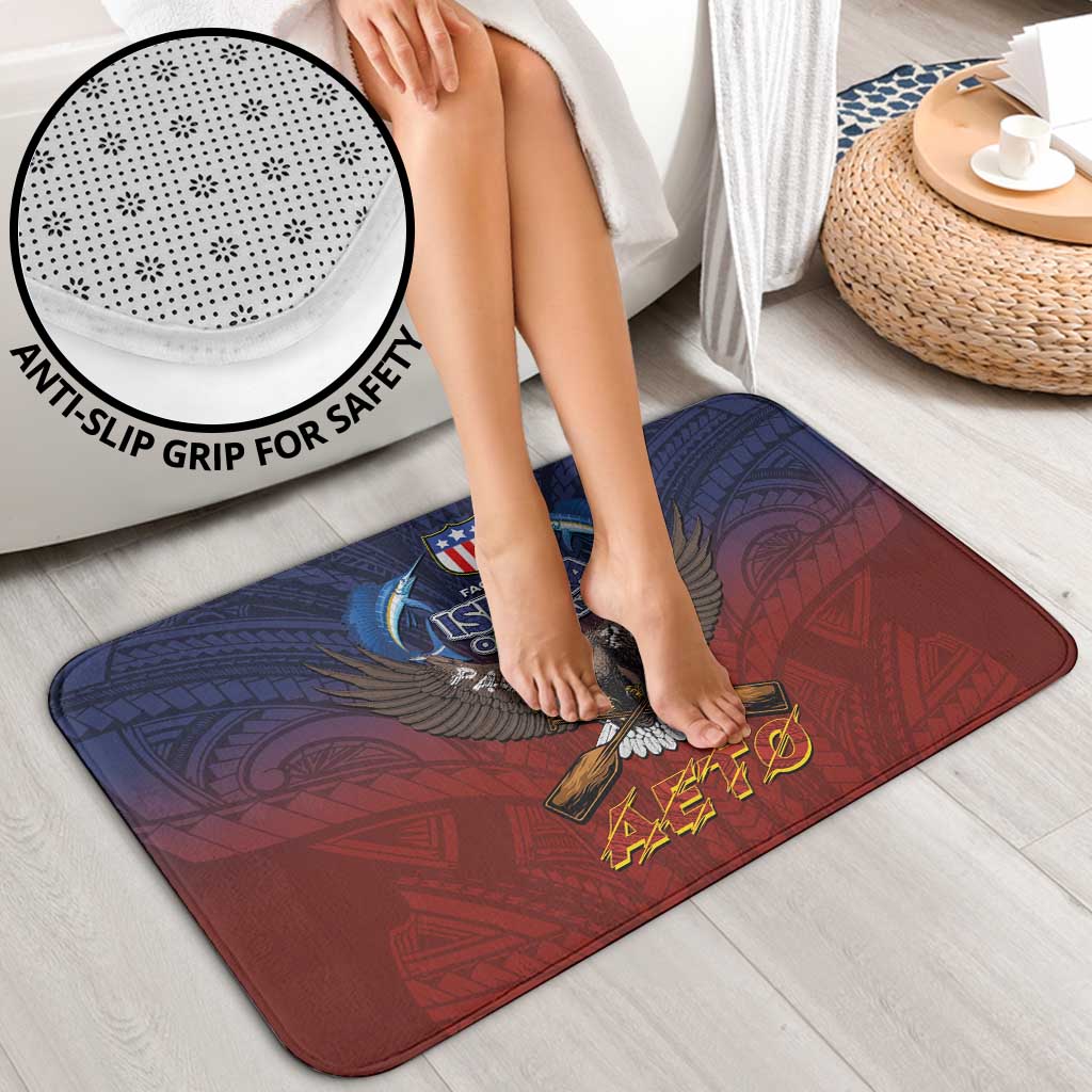 American Samoa Fautasi Bathroom Set Pago Pago Aeto and Iseula o le Moana of Fagatogo Red-Blue LT03 - Polynesian Pride