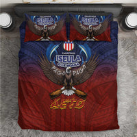 American Samoa Fautasi Bedding Set Pago Pago Aeto and Iseula o le Moana of Fagatogo Red-Blue LT03 Blue - Polynesian Pride