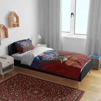 American Samoa Fautasi Bedding Set Pago Pago Aeto and Iseula o le Moana of Fagatogo Red-Blue LT03 - Polynesian Pride