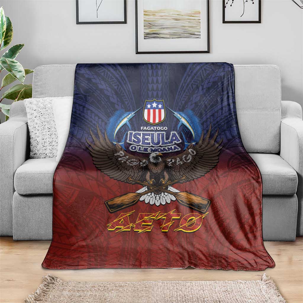 American Samoa Fautasi Blanket Pago Pago Aeto and Iseula o le Moana of Fagatogo Red-Blue LT03 - Polynesian Pride