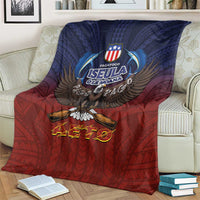 American Samoa Fautasi Blanket Pago Pago Aeto and Iseula o le Moana of Fagatogo Red-Blue LT03 - Polynesian Pride