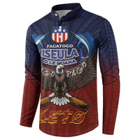 American Samoa Fautasi Button Sweatshirt Pago Pago Aeto and Iseula o le Moana of Fagatogo Red-Blue LT03 - Polynesian Pride