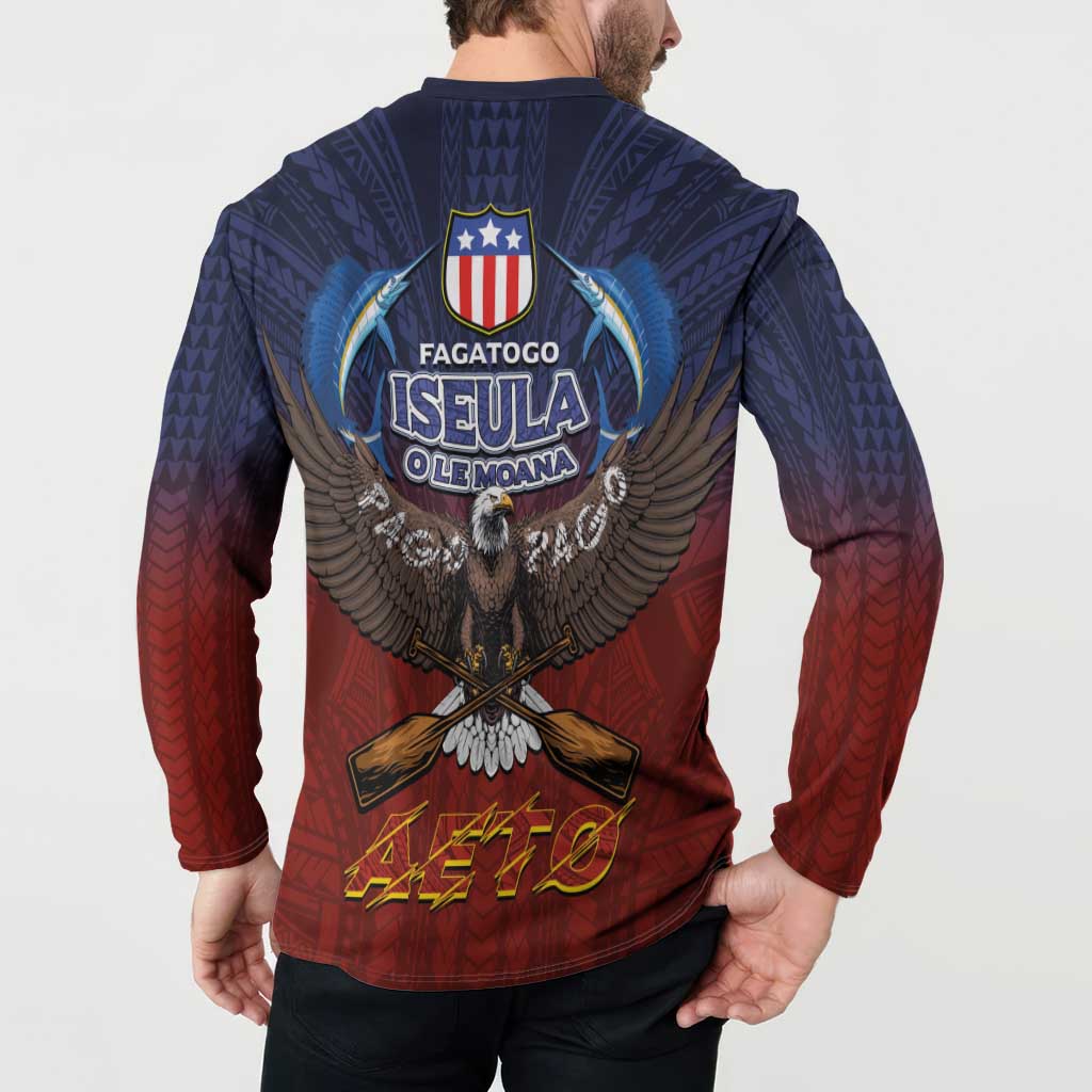 American Samoa Fautasi Button Sweatshirt Pago Pago Aeto and Iseula o le Moana of Fagatogo Red-Blue LT03 - Polynesian Pride