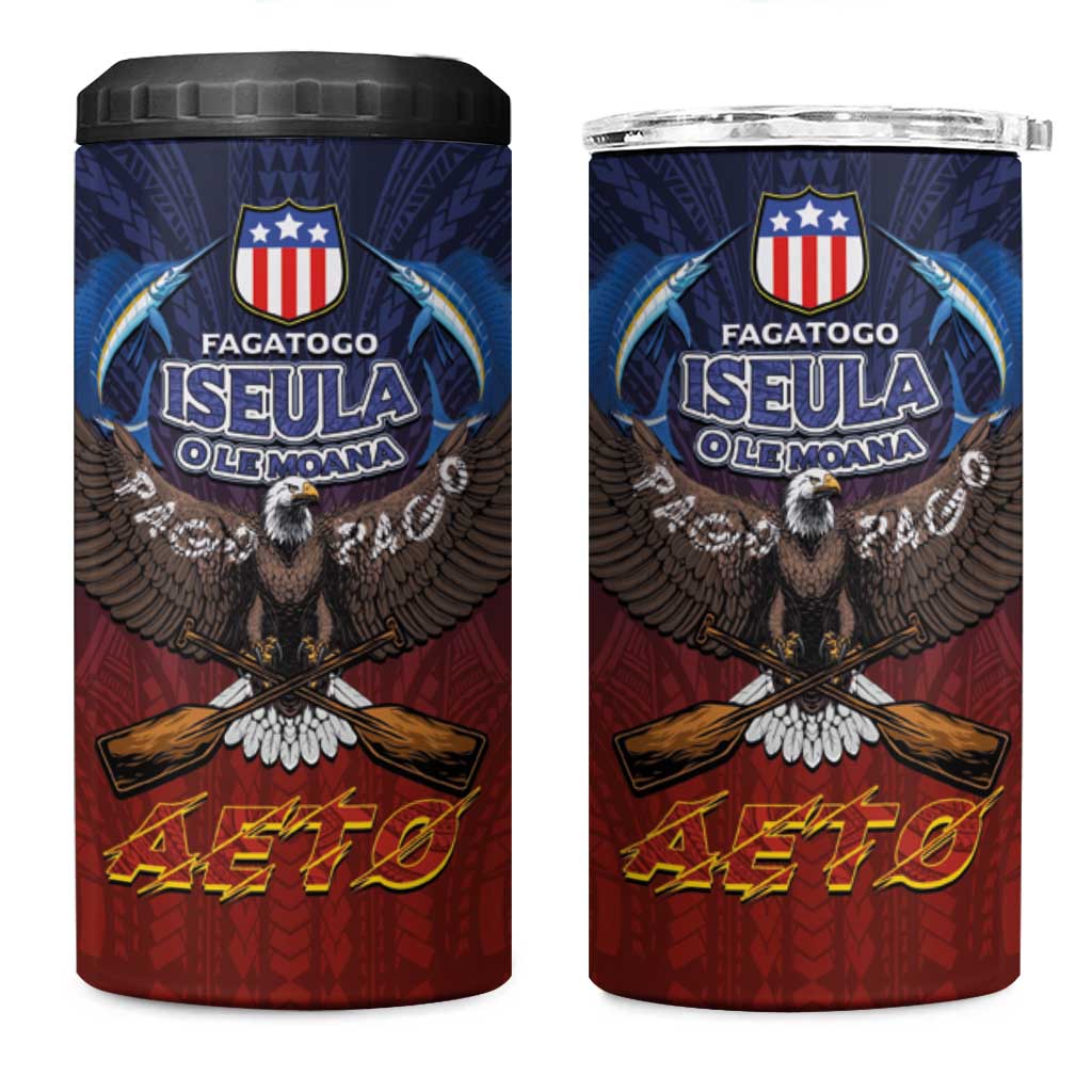 American Samoa Fautasi 4 in 1 Can Cooler Tumbler Pago Pago Aeto and Iseula o le Moana of Fagatogo Red-Blue LT03 One Size: 16 oz Blue - Polynesian Pride