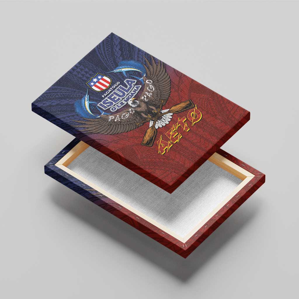American Samoa Fautasi Canvas Wall Art Pago Pago Aeto and Iseula o le Moana of Fagatogo Red-Blue LT03 - Polynesian Pride