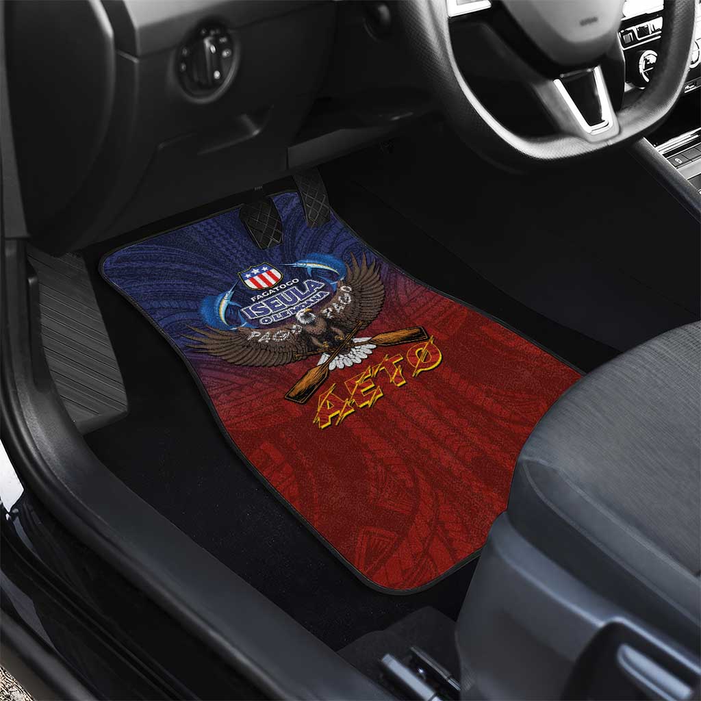 American Samoa Fautasi Car Mats Pago Pago Aeto and Iseula o le Moana of Fagatogo Red-Blue LT03 - Polynesian Pride