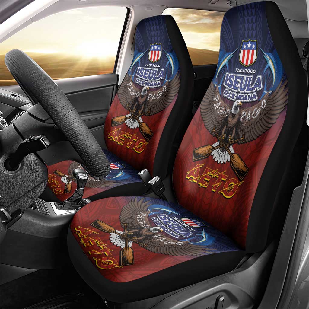 American Samoa Fautasi Car Seat Cover Pago Pago Aeto and Iseula o le Moana of Fagatogo Red-Blue LT03 - Polynesian Pride