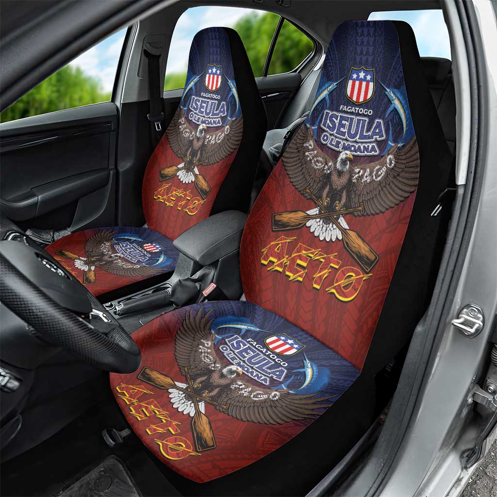American Samoa Fautasi Car Seat Cover Pago Pago Aeto and Iseula o le Moana of Fagatogo Red-Blue LT03 - Polynesian Pride